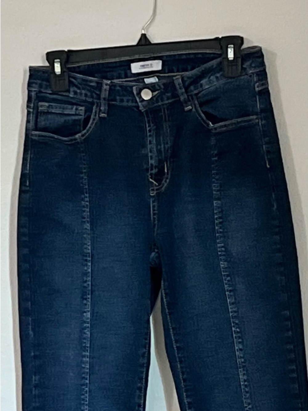Forever 21 Dark Blue Flared Seam-Panel‎ Jeans, Size 28 - Picture 2 of 8